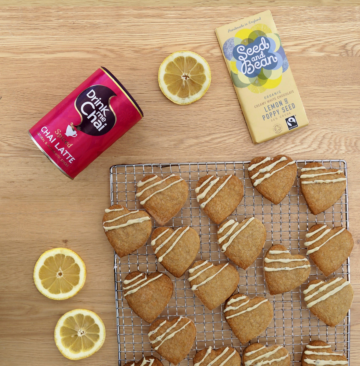 Lemon poppy seed chai shortbread with white chocolate