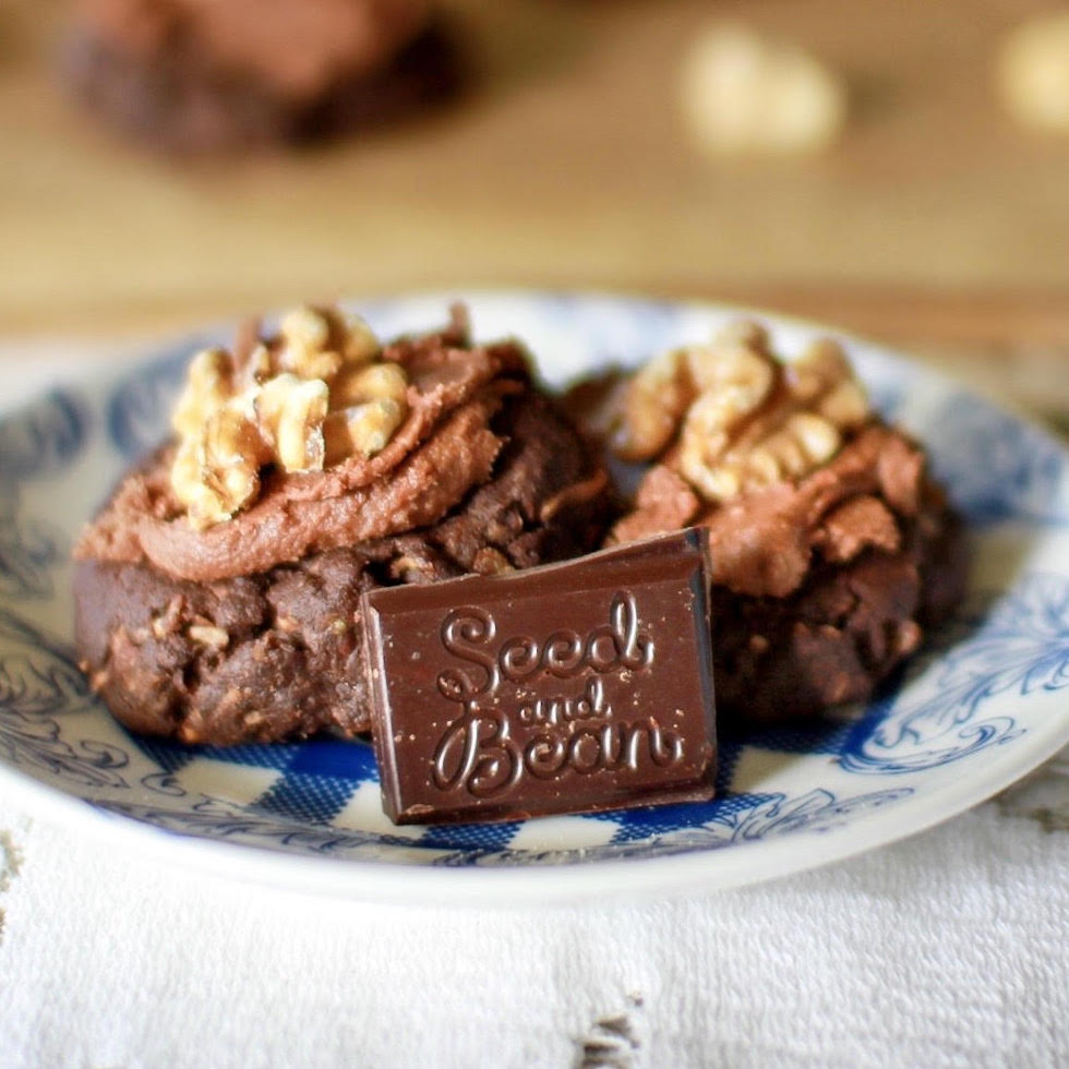 Double chocolate Afghan cookies with chocolate icing