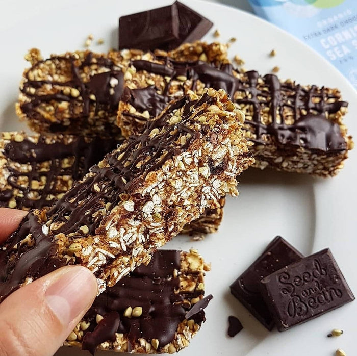No-bake chocolate granola bars with sea salt