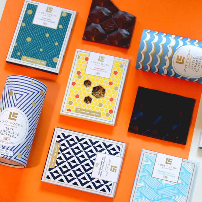 Love Cocoa chocolate bars matched with British celebrities