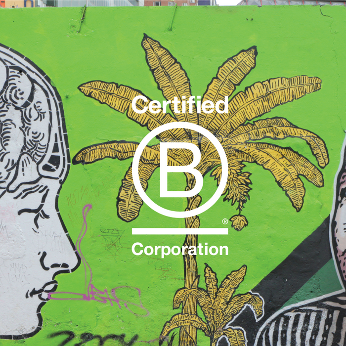 UP-UP chocolate with the B Corp certification logo