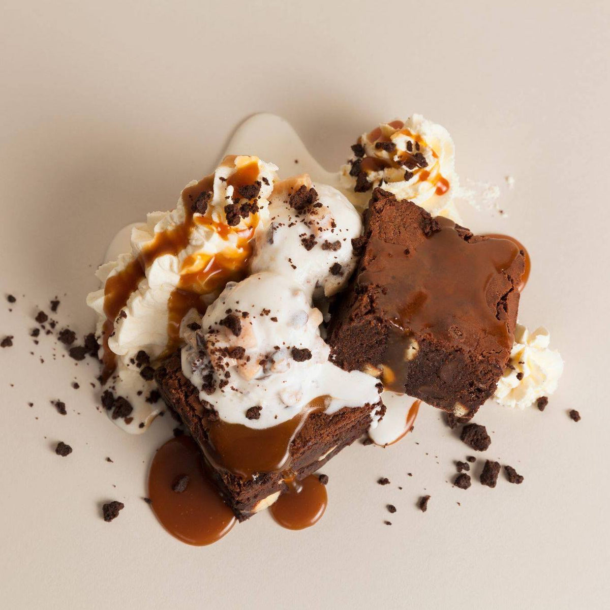 Salted caramel cookie dough brownie squares