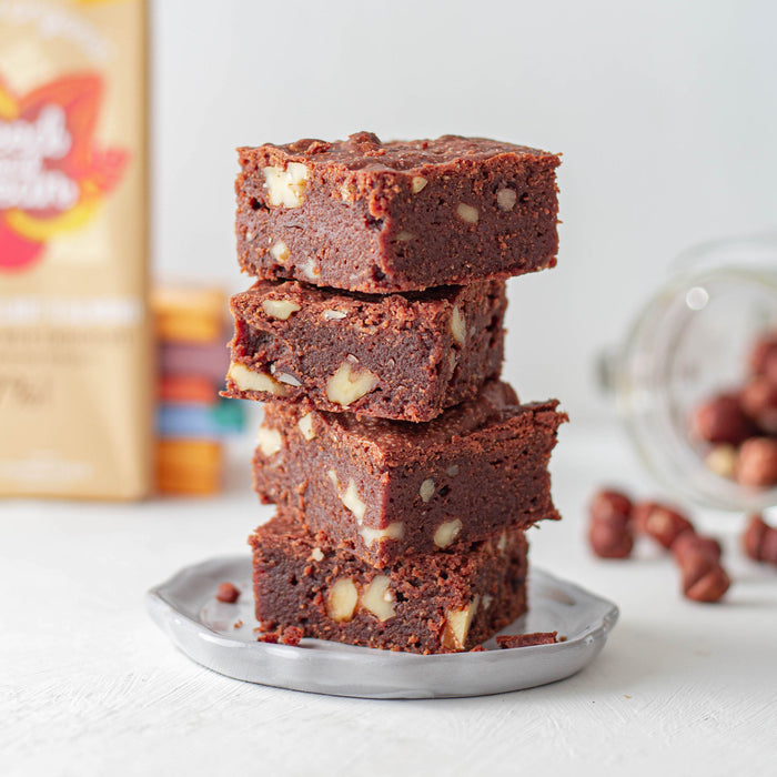 Chocolate walnut and hazelnut brownie squares