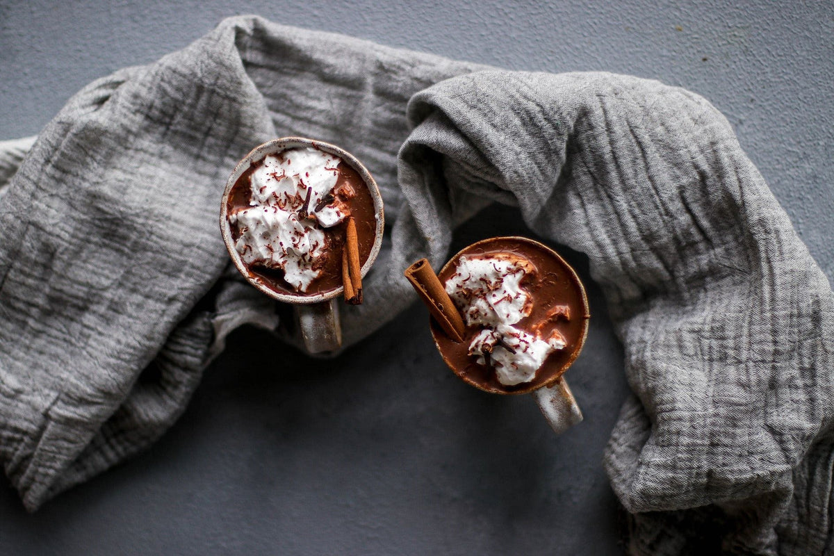 Mug of creamy vegan hot chocolate