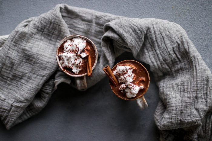 Mug of creamy vegan hot chocolate