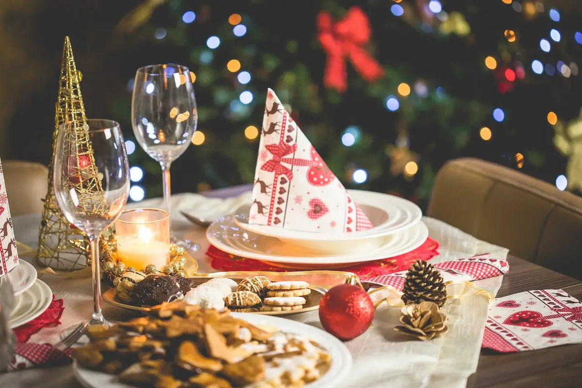Sustainable Christmas gifts wrapped in recycled paper
