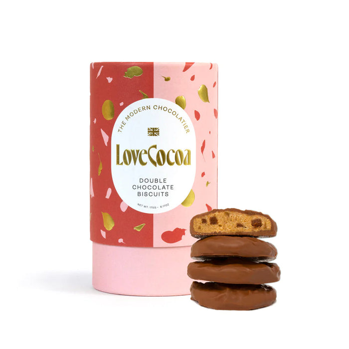 Stack of homemade chocolate biscuits on a plate