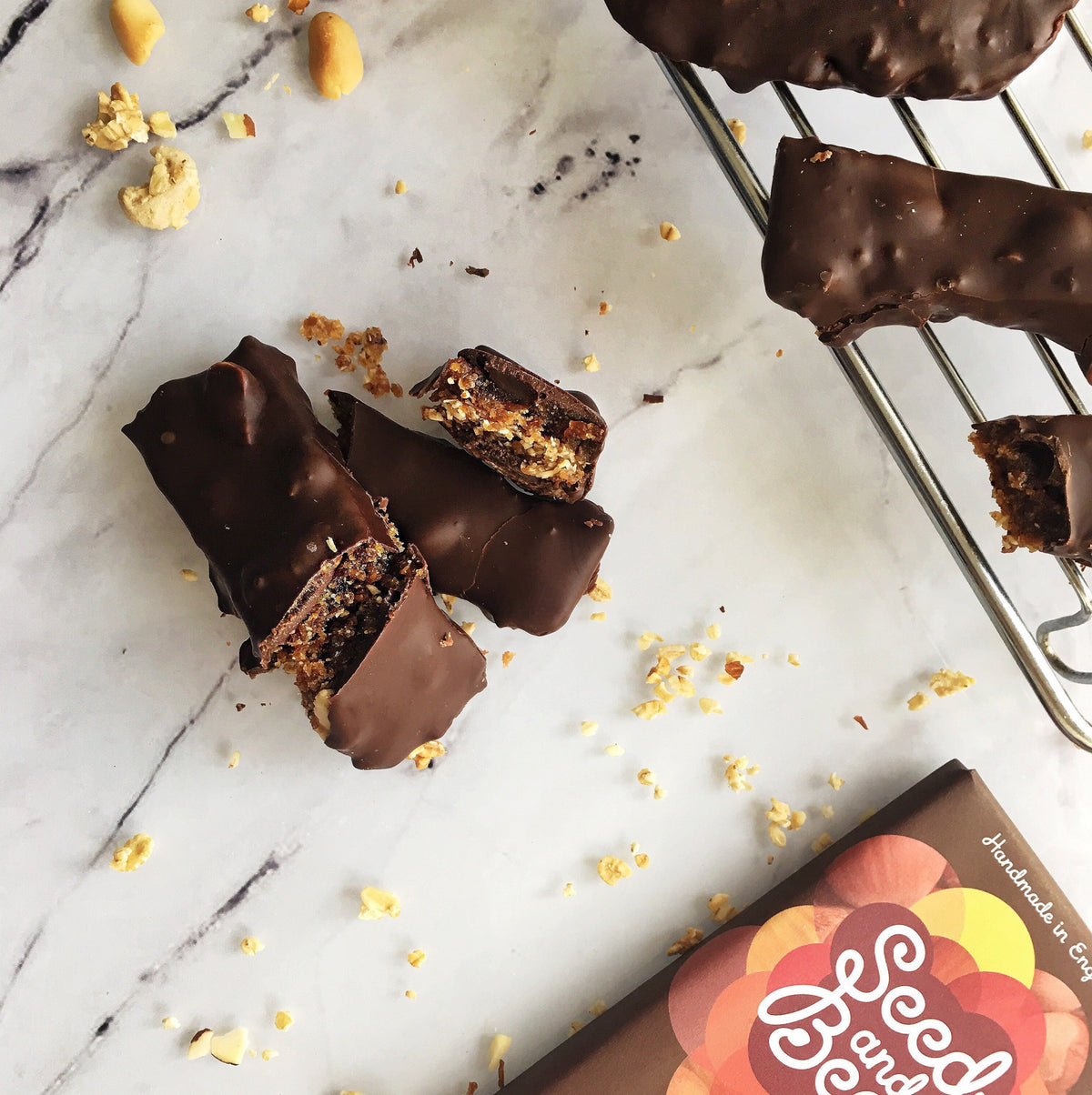 No-bake caramel bars with a chocolate hazelnut layer
