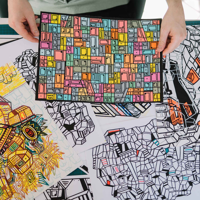 COCO SS24 collection packaging with Ghica Popa artwork