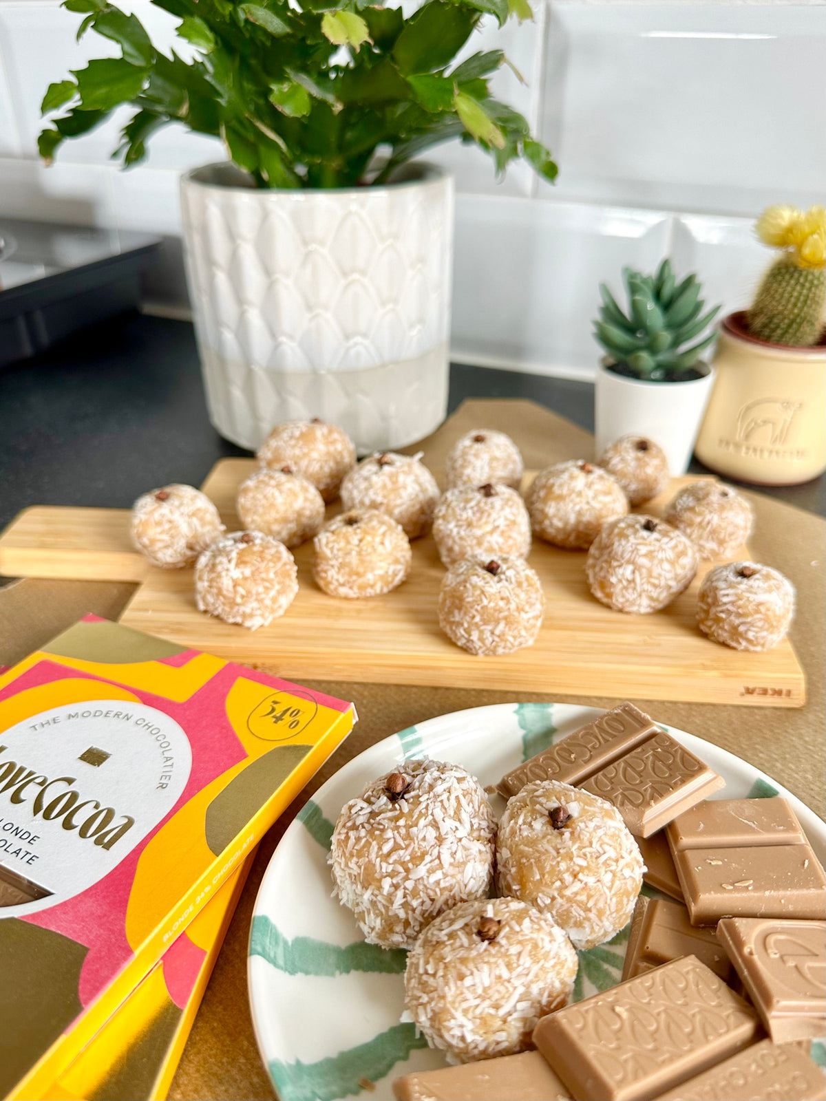 Brazilian coconut kisses rolled in coconut with cloves