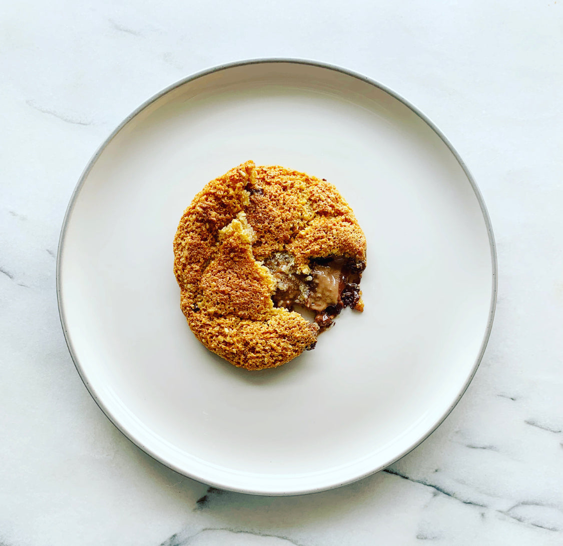 Chewy cookies with hazelnut truffle chocolate pieces