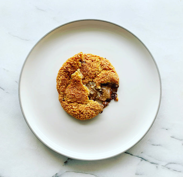 Chewy cookies with hazelnut truffle chocolate pieces
