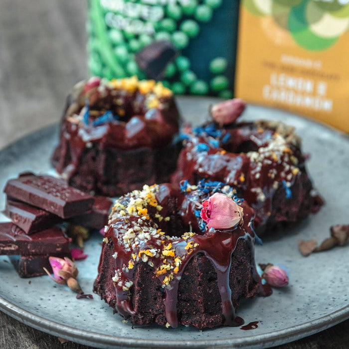 Lemon and cardamom chocolate bundt cakes