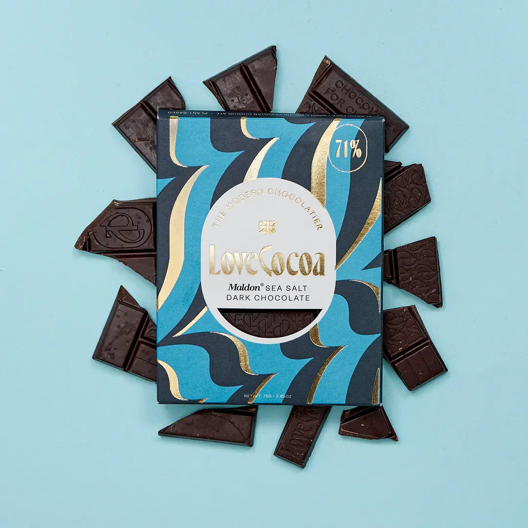 Luxury chocolate pieces with a rich glossy finish