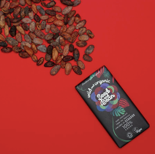 Seed & Bean 100% cocoa dark chocolate bar