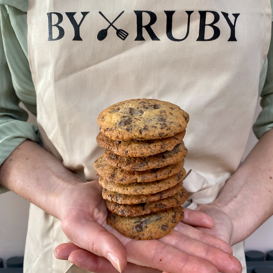 Lemon and cardamom dark chocolate chunk cookies
