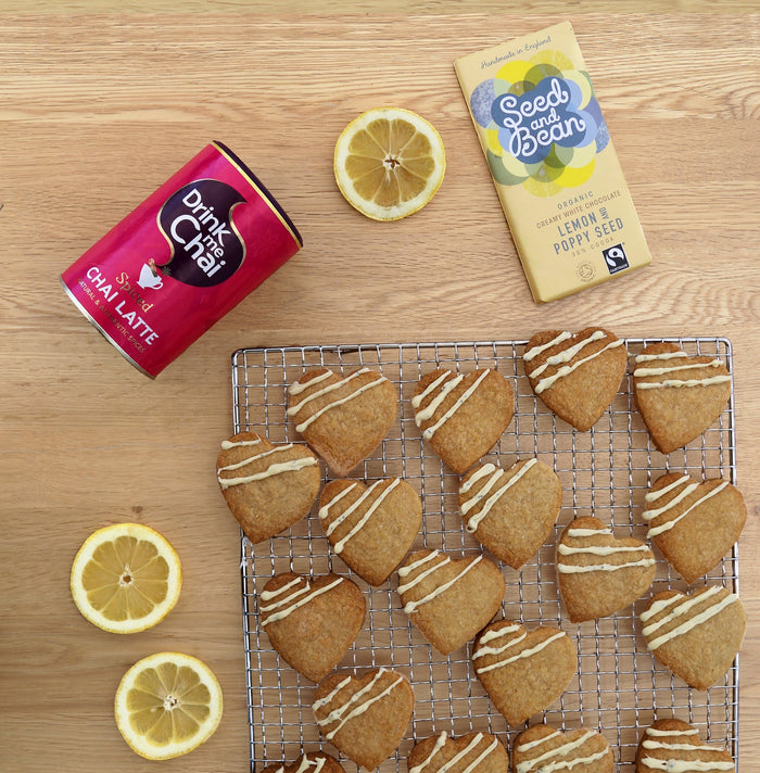 Lemon poppy seed chai shortbread with white chocolate
