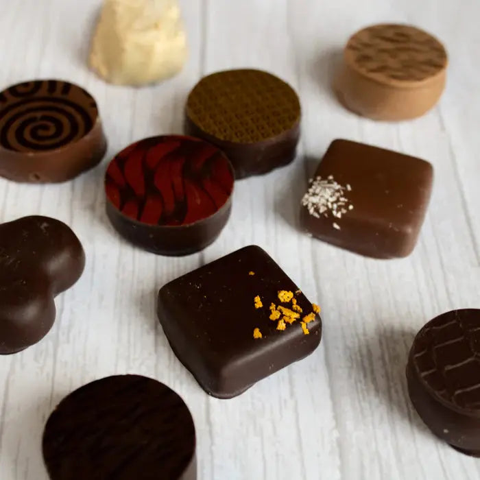 Luxury artisan chocolate bar broken into pieces
