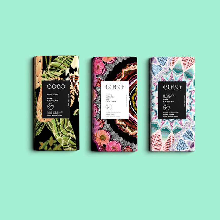 Temperley London print chocolate bars from COCO's limited edition set