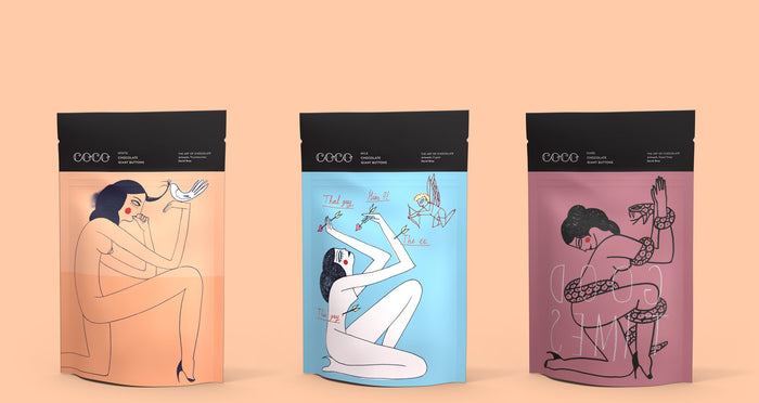 COCO Buttons & Spreads packaging with David Bray illustrations