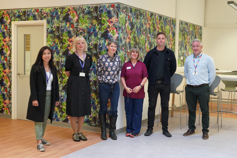 Timorous Beasties Kaleido Splatt artwork in NHS staff wellbeing space