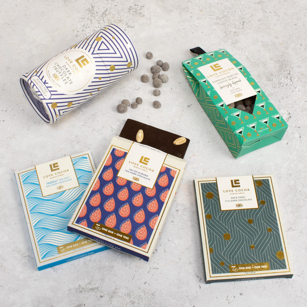 Vegan chocolate hamper with dark chocolate bars