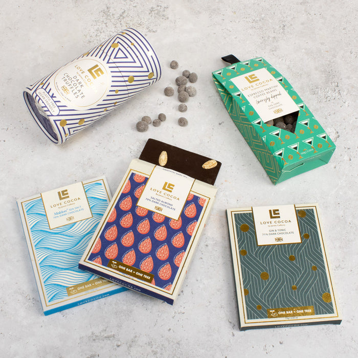 Vegan chocolate hamper with dark chocolate bars