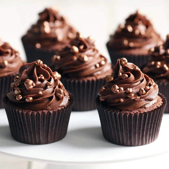 Milk chocolate cupcakes with smooth chocolate frosting