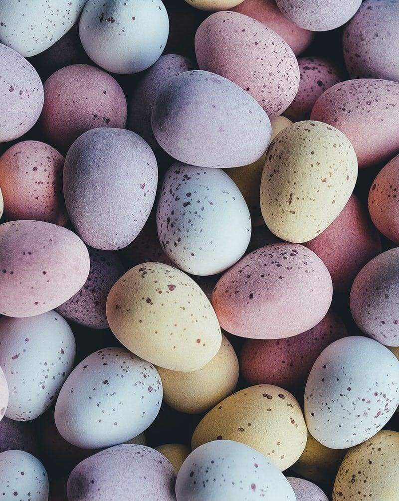 Homemade chocolate Easter eggs on a kitchen table