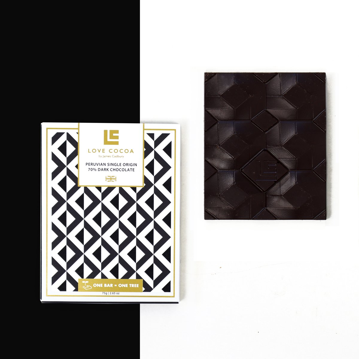 High cocoa dark chocolate squares with cacao beans