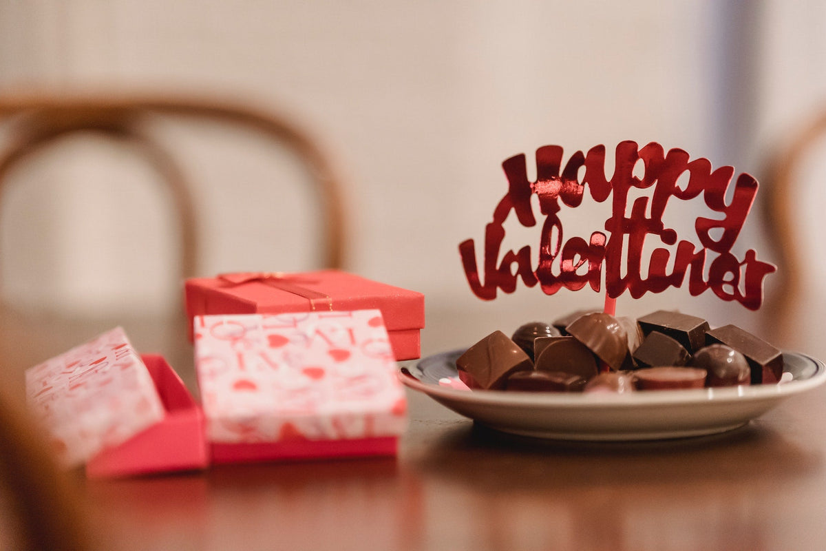 Valentine's chocolate truffles in a heart-shaped box