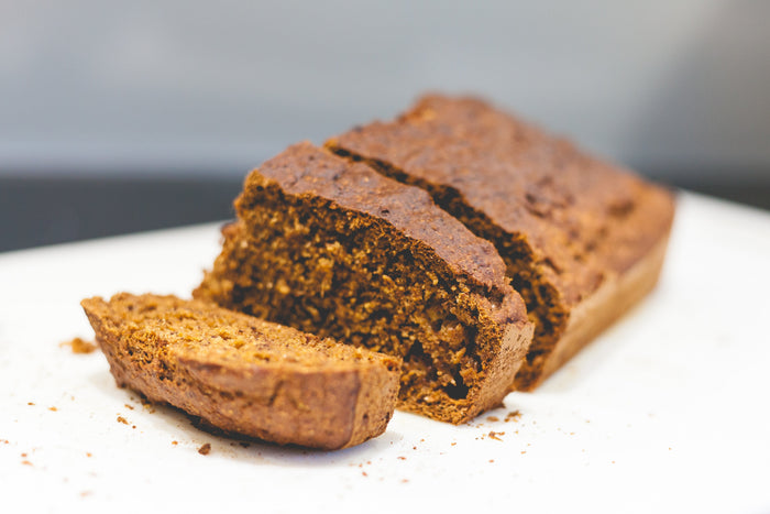Sliced chocolate chip banana bread loaf
