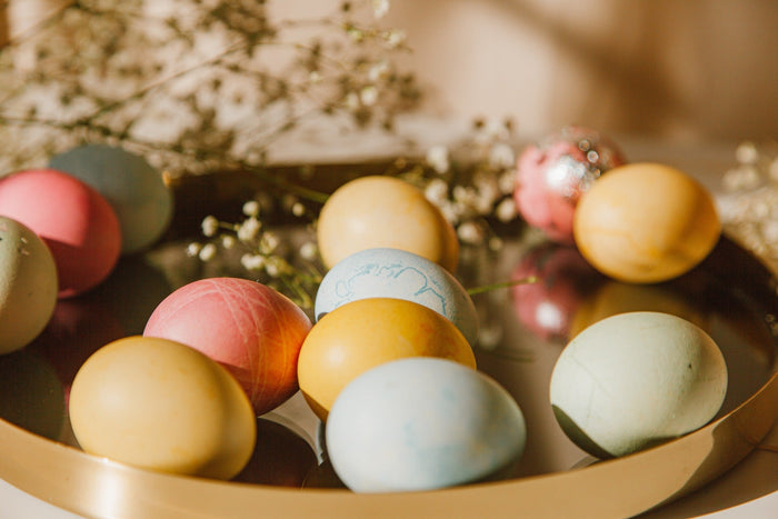 Chocolate Easter cupcakes with spring decorations