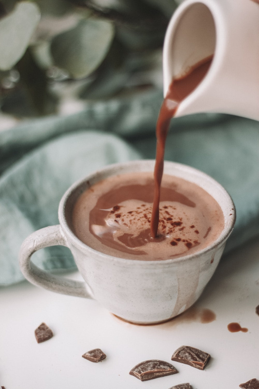 Spiced luxury hot chocolate with chocolate flakes