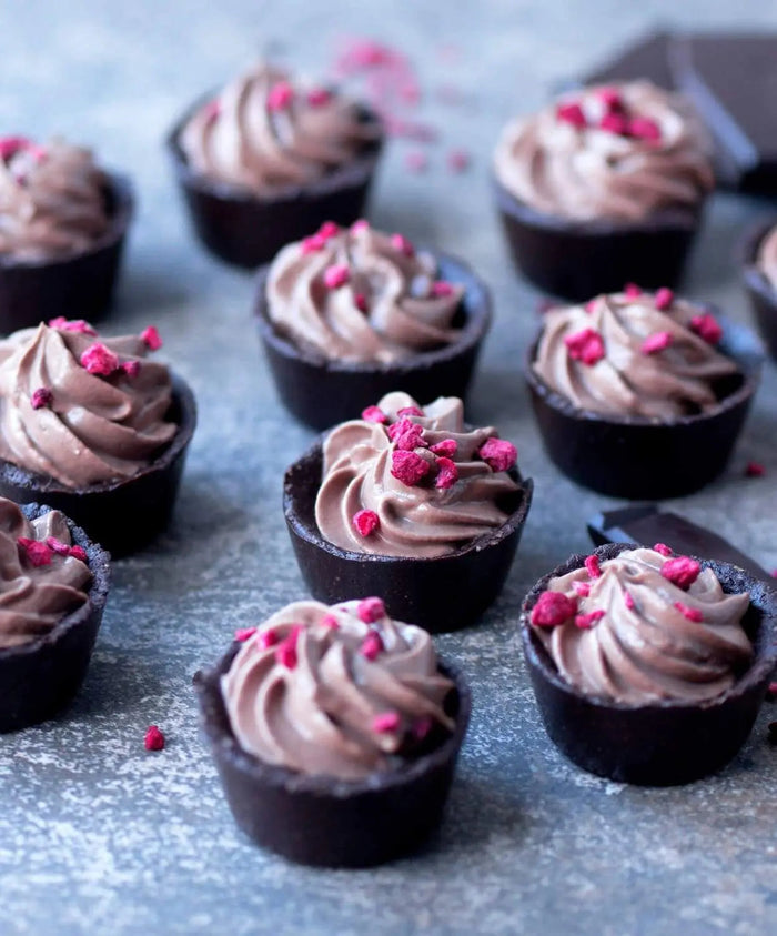 Vegan chocolate mousse cups with an oat base