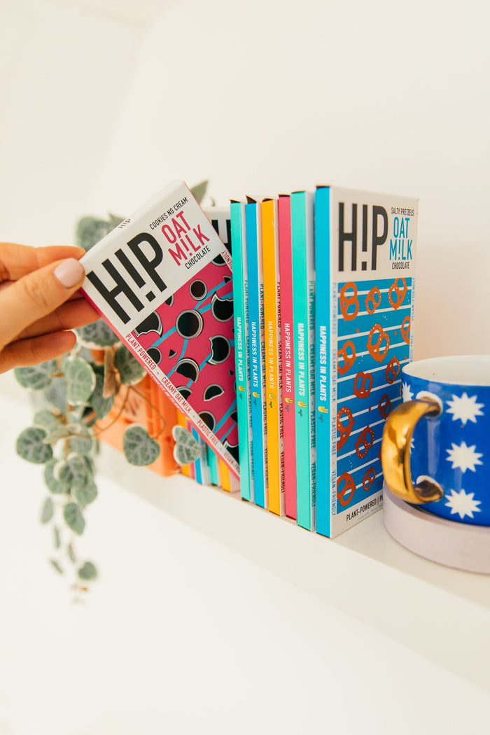 Range of H!P oat milk chocolate bar flavours