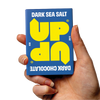 UP-UP Dark Sea Salt Dark Chocolate 60g, bar held in hand