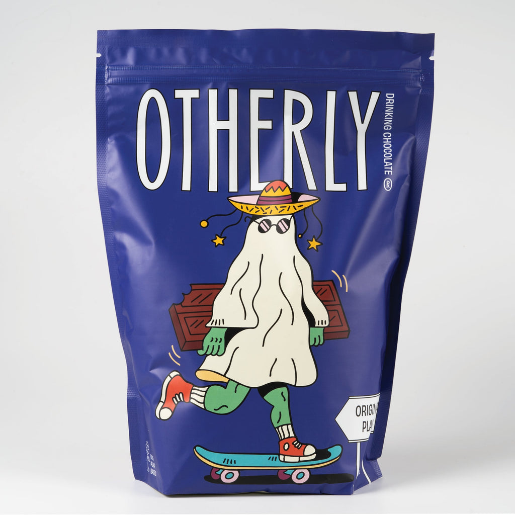 OTHERLY Original Plain Drinking Chocolate 1kg, close-up of pouch front