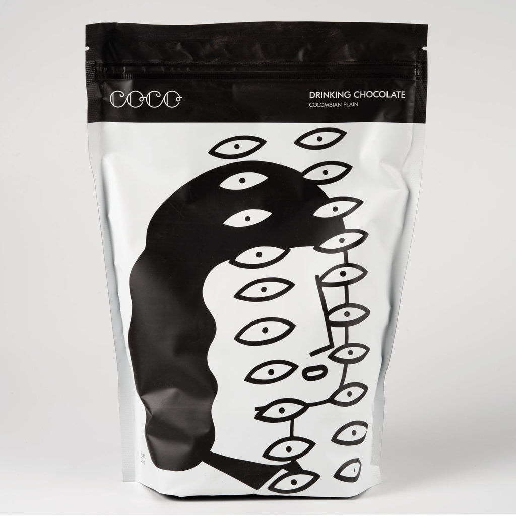 COCO Colombian Plain Drinking Chocolate 1kg, front of pouch