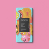 COCO Colombian Dark 61% Chocolate bar, front of pack on a pink background