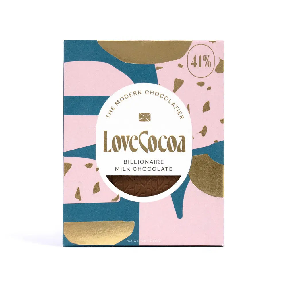Love Cocoa Billionaire Milk Chocolate Bar 70g, front of pack