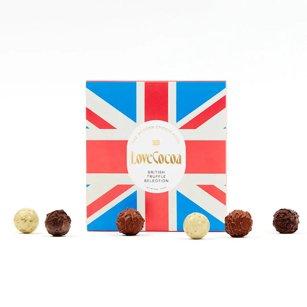 Love Cocoa British Chocolatier Selection Box, Union Jack gift box with truffles