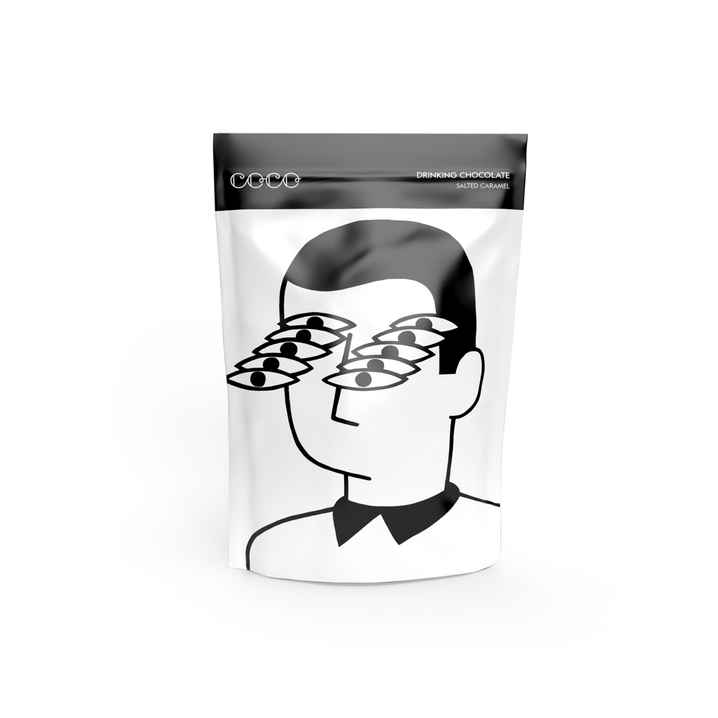 COCO Isle of Skye Salted Caramel Drinking Chocolate 200g, front of pouch