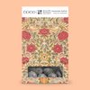 COCO William Morris Marc de Champagne Truffles, front of gift box with William Morris rose print and truffle window