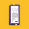 COCO Cinnamon Roll Dark Chocolate bar, back of pack on a yellow background