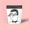 COCO Isle of Skye Salted Caramel Drinking Chocolate 1kg, front of pouch on a pink background