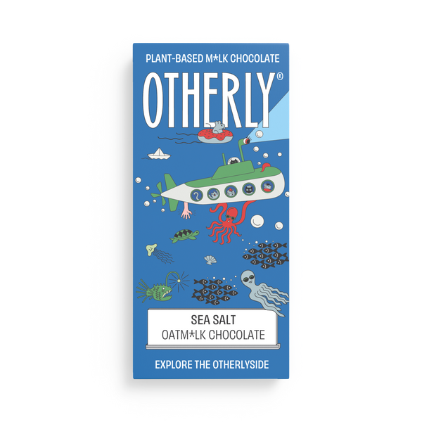 OTHERLY Sea Salt Oat M!lk Chocolate 70g, front of pack with illustrated submarine scene
