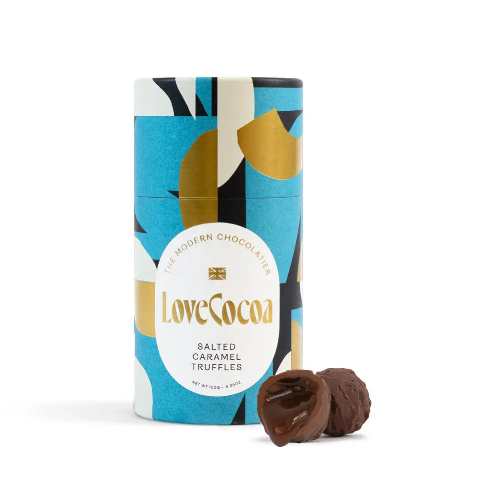 Love Cocoa Salted Caramel Milk Chocolate Truffles, truffle tube with truffles