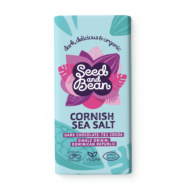 Seed & Bean Cornish Sea Salt Extra Dark Chocolate 75g Bar – front of pack