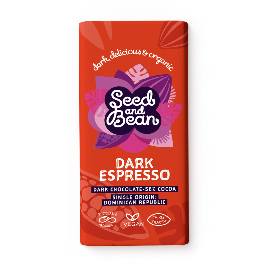 Seed & Bean Dark Espresso Chocolate 75g Bar – front of pack